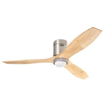 Stropný ventilátor Stem LED, svetlé drevo, tichý DC, Ø 137 cm CCT