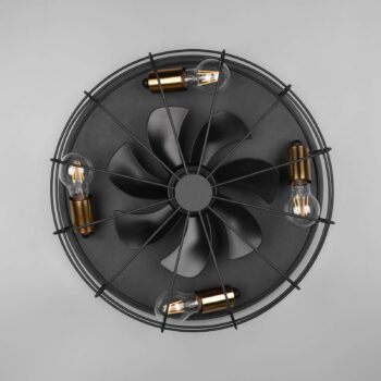 Stropný ventilátor Trondheim, remote 4xE27, čierna