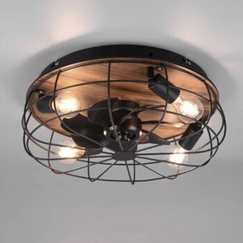 Stropný ventilátor Trondheim, remote, 4xE27, drevo