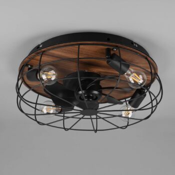 Stropný ventilátor Trondheim, remote, 4xE27, drevo