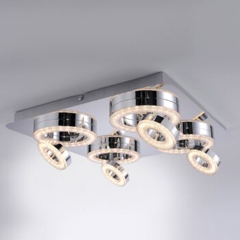 Štvorcové stropné LED svietidlo Tim s 8 kruhmi