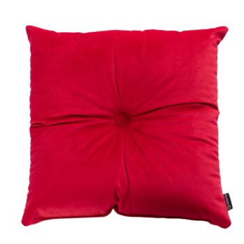 Štvorcový vankúš Velvet s gombíkom, Rød, 40 x 40 cm , Velvet, 704-15