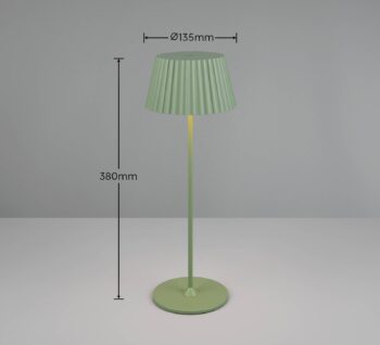 Suarez LED dobíjacia stolová lampa, zelená, výška 39 cm, kov