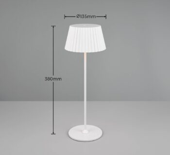Suarez LED stolová lampa s dobíjaním, biela, výška 39 cm, kov