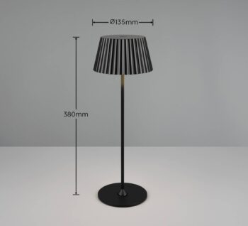 Suarez LED stolová lampa s dobíjaním, čierna, výška 39 cm, kov