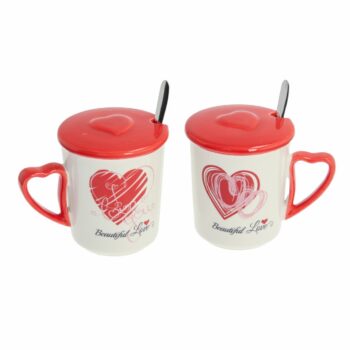 Súprava hrnčekov Beautiful Love II s prikrývkou 350ml, 27x16,5x9,5cm