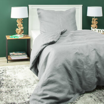 Súprava ľanových obliečok Linen 150 x 200 cm light grey, 150 x 200 cm/ 1 poszewka 60 x 50 cm