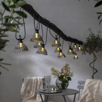 Svetelná LED reťaz Circus Shade 12 tienidiel, sivá