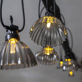 Svetelná LED reťaz Circus Shade 12 tienidiel, sivá