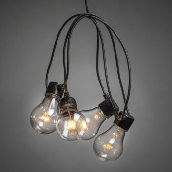 Svetelná reťaz Biergarten 20x žiarovka číra jantár