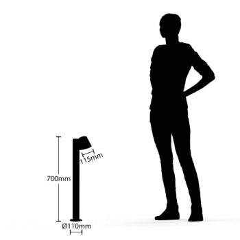 Svetelný stĺpik Lindby Ileyna, antracit, kov, 70 cm
