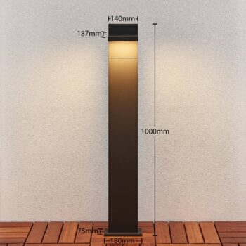 Svetelný stĺpik Lucande LED Silvan, 100 cm, antracitová farba, kov