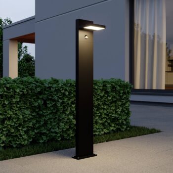Svetelný stĺpik Lucande LED Silvan, 100 cm, senzor, antracitová farba