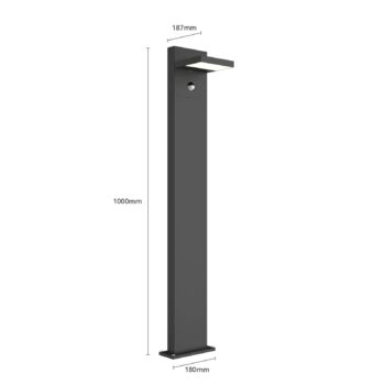 Svetelný stĺpik Lucande LED Silvan, 100 cm, senzor, antracitová farba