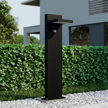 Svetelný stĺpik Lucande LED Silvan, 65 cm, senzor, antracit