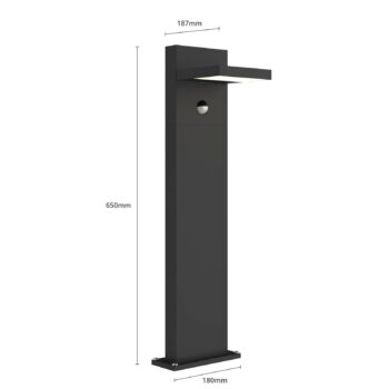 Svetelný stĺpik Lucande LED Silvan, 65 cm, senzor, antracit
