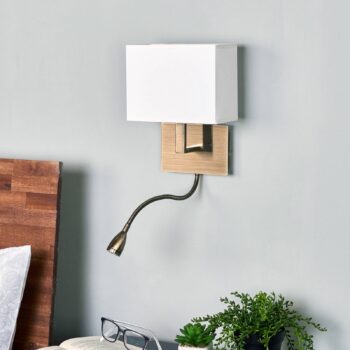 Svetlo 6519 s LED lampou na čítanie antická mosadz