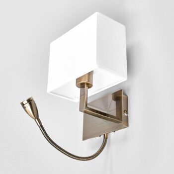 Svetlo 6519 s LED lampou na čítanie antická mosadz