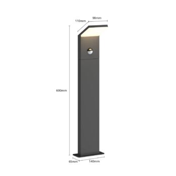 Svetlo Lucande LED na chodník Nevio, senzor, 60 cm, antracit