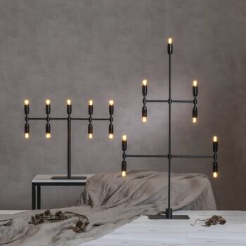 Svietnik Twice, čierna, 9-plameňový, 42 cm