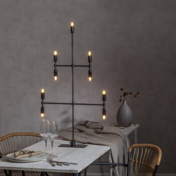 Svietnik Twice, čierna, 9-plameňový, 91 cm