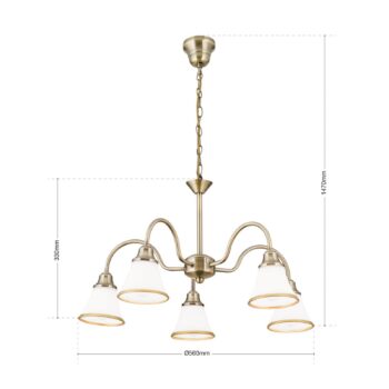 TILDA – 5pl závesná lampa vzhľad starožitná mosadz