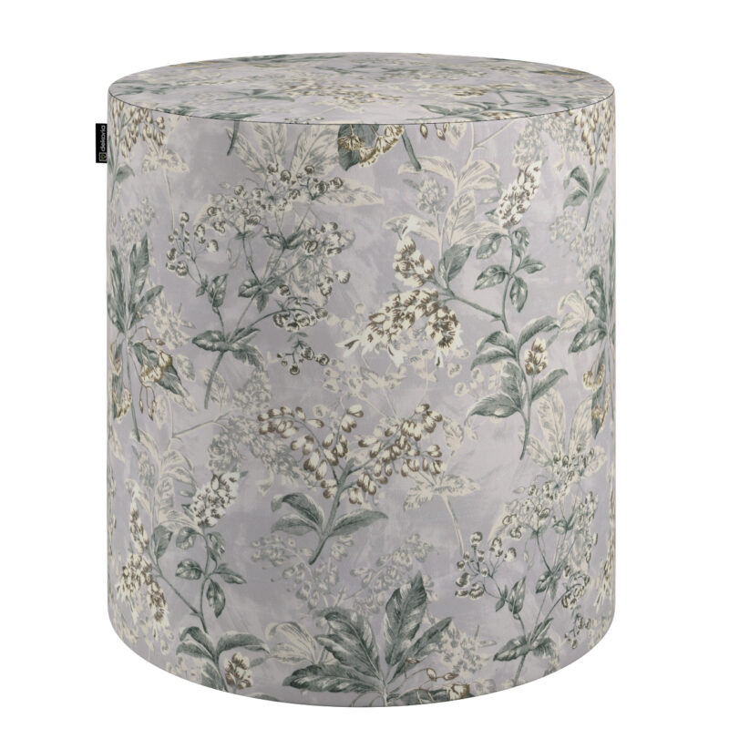 Taburetka valec, tvrdá, sivo - béžové rastliny na sivom podklade, ø40 cm x 40 cm, Londres, 143-37 Taburetka valec, tvrdá, sivo - béžové rastliny na sivom podklade, ø40 cm x 40 cm, Londres, 143-37
