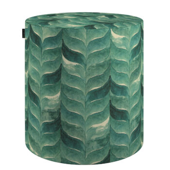 Taburetka valec, tvrdá, smaragdovo - zelený vzor na plátne, ø40 cm x 40 cm, Abigail, 143-16
