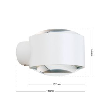 Tatra LED vonkajšie nástenné svietidlo, biele, Ø 10,2 cm, hliník, hore/dole