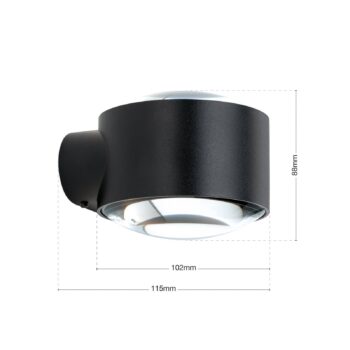 Tatra LED vonkajšie nástenné svietidlo, čierne, Ø 10,2 cm, hliník,