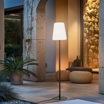 Terasová stojacia lampa, IP44, grafitová/biela, výška 148 cm