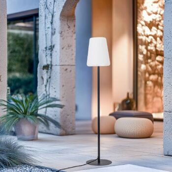 Terasová stojacia lampa, IP44, grafitová/biela, výška 148 cm