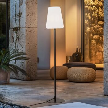 Terasová stojacia lampa, IP44, grafitová/biela, výška 148 cm