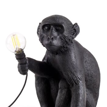 Terasové LED svietidlo Monkey Lamp sediace čierna