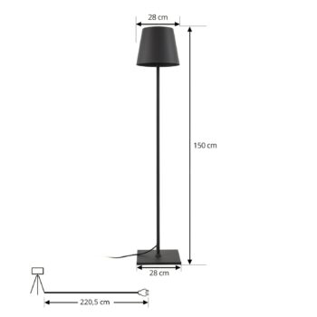 Terasové svetlo Lucande Andrei, sivé, výška 150 cm, IP54, E27