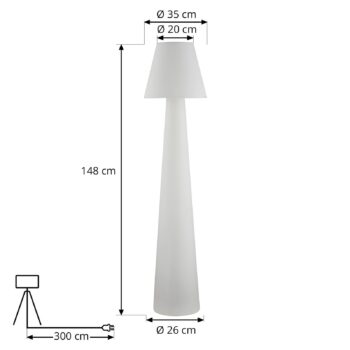 Terasové svetlo Lucande Gauri, biele, výška 148 cm, IP65