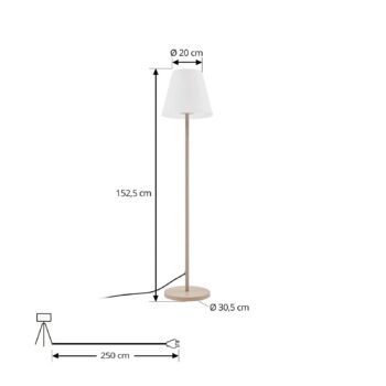 Terasové svietidlo Lucande Jaimy, béžová farba, kov, 150 cm, E27