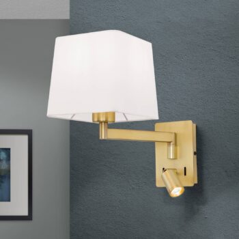 Textilná nástenná lampa Carlton, matná mosadz