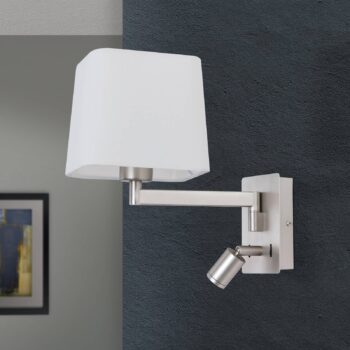 Textilná nástenná lampa Carlton, matný nikel