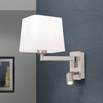 Textilná nástenná lampa Carlton, matný nikel