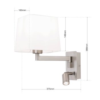 Textilná nástenná lampa Carlton, matný nikel