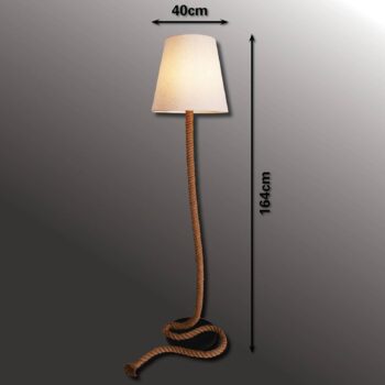 Textilná stojaca lampa Rope s prírodným lanom