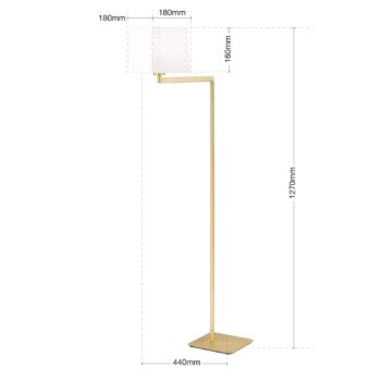 Textilná stojacia lampa Carlton, matná mosadz