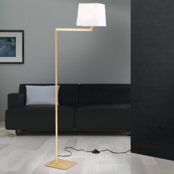 Textilná stojacia lampa Carlton, matná mosadz