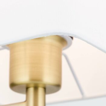 Textilná stojacia lampa Carlton, matná mosadz