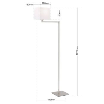 Textilná stojacia lampa Carlton, matný nikel