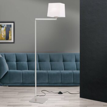 Textilná stojacia lampa Carlton, matný nikel