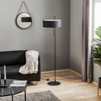 Textilná stojacia lampa Clip, čierna, výška 150 cm