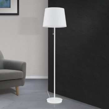 Textilná stojacia lampa Ludwig, biela