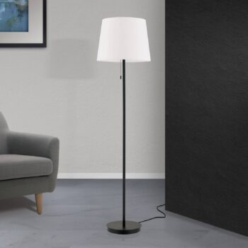 Textilná stojacia lampa Ludwig, matná čierna